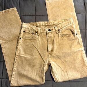 Wrangler Jeans Mens 33x32 Beige Straight Denim Light Wash Pants